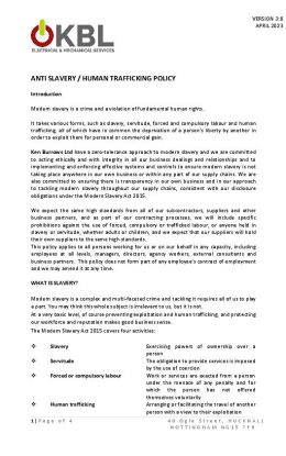 ANTI SLAVERY & HUMAN TRAFFICKING POLICY 